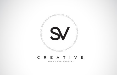 SV S V Logo Design with Black and White Creative Text Letter Vector.