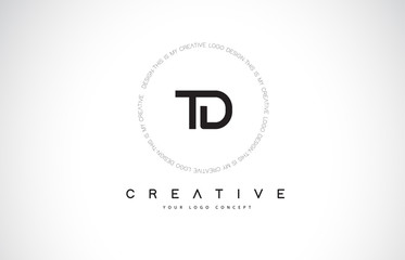 TD T D Logo Design with Black and White Creative Text Letter Vector.