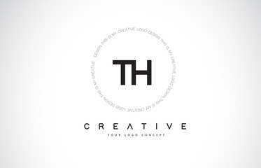 Fototapeta premium TH T H Logo Design with Black and White Creative Text Letter Vector.