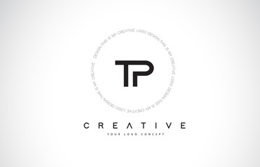 TP T P Logo Design with Black and White Creative Text Letter Vector.