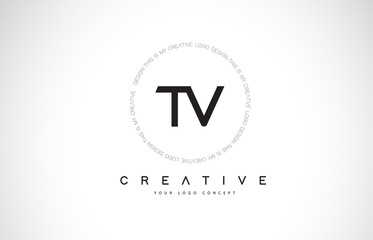 TV T V Logo Design with Black and White Creative Text Letter Vector.