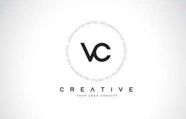 VC V C Logo Design with Black and White Creative Text Letter Vector.