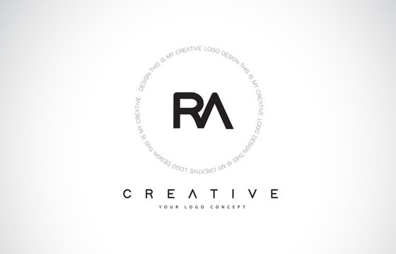 RA R A Logo Design with Black and White Creative Text Letter Vector.
