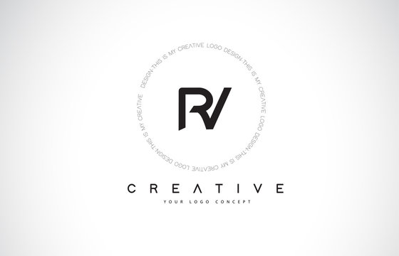 RV R V Logo Design with Black and White Creative Text Letter Vector.
