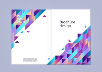 Modern gradient horizontal template for business or promotional poster or presentation with copy space and abstract geometric shapes and stripes with fluid color in vector illustration.