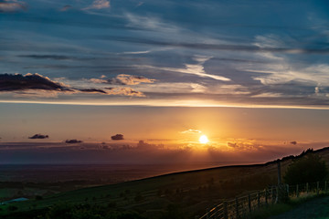 Sunsets above the english countryside.