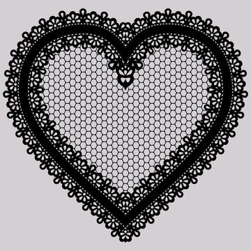 Fototapeta Black lace heart. Ornate element for design of invitations, cards or decoupage.