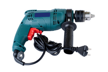 Electric drill on white background