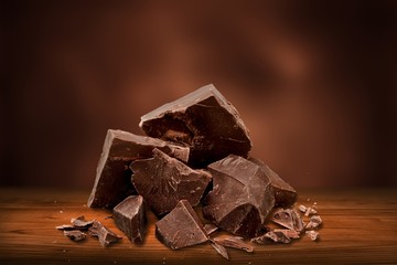 Dark chocolate blocks and bieces