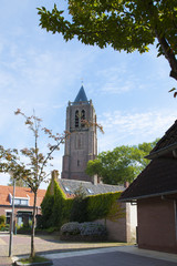 Naklejka premium Street in the old town in the Netherlands. Travels in Europe