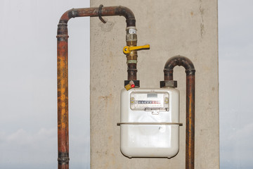 Household gas meter in the house.