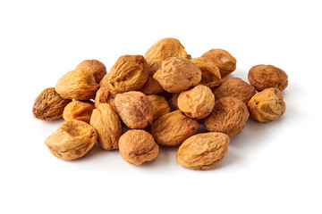 Sun dried apricots isolated on white background