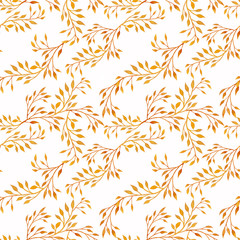 Watercolor floral autumn seamless pattern