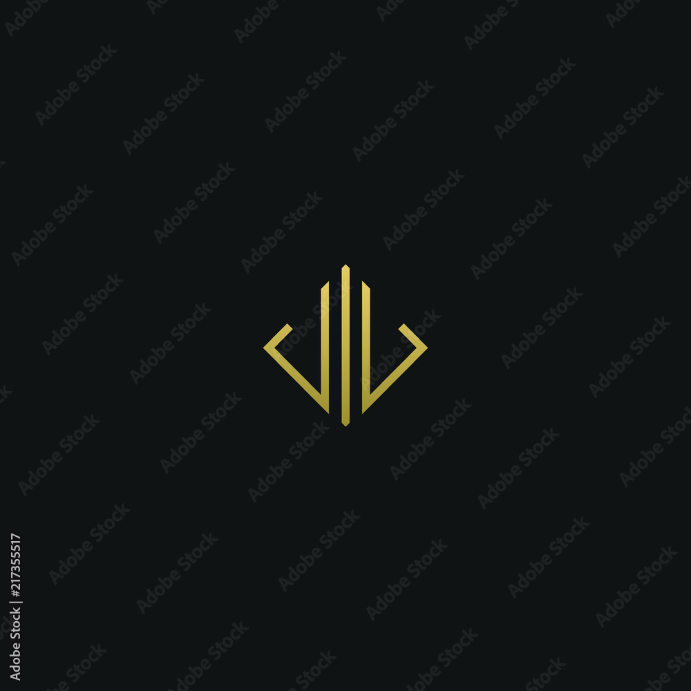 Wall mural modern creative elegant jj black and gold color initial based letter icon logo