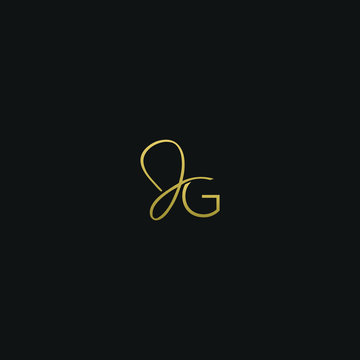 Modern creative elegant JG black and gold color initial based letter icon logo