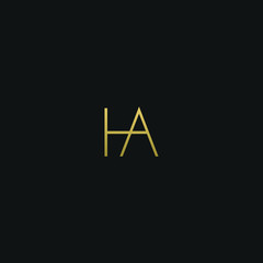 Modern creative elegant HA black and golden color initial based letter icon logo