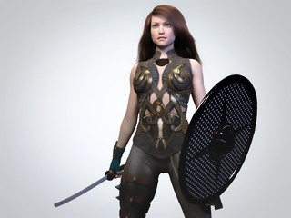 Fototapeta na wymiar warrior woman-3d rendering