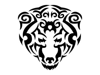 Tribal bear illustration, black animal print for t-shirt