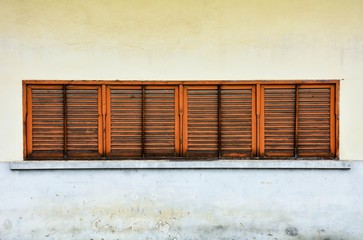 vintage wood window at train station