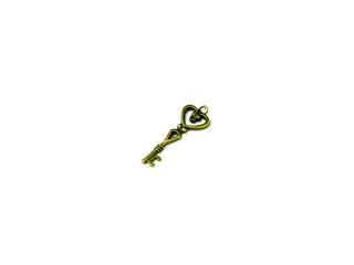 brass antique keys isolated on white background