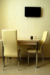 light modernist furniture by the light wall