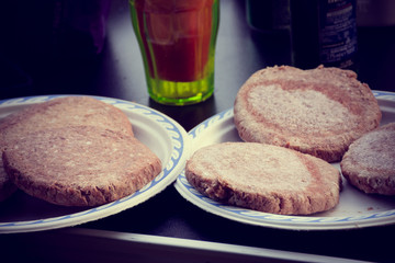 Raw ground beef meat cutlet for making burgers