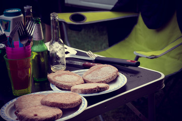 Raw ground beef meat cutlet for making burgers