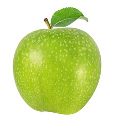 Fresh green apple isolated on white background with clipping path