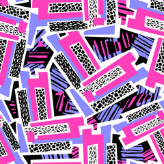 Geometric curved lines graffiti seamless hand craft expressive ink hipster pattern.