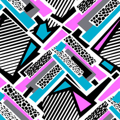 Geometric curved lines graffiti seamless hand craft expressive ink hipster pattern.