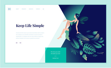Web page design template for beauty, spa, wellness, natural products, cosmetics, body care, healthy life. Modern flat design vector illustration concept for website and mobile website development. 