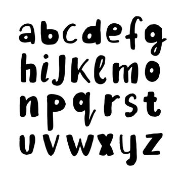Creative hand drawn alphabet. Stylish ABC made with ink.Vector creative font.