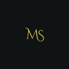 Modern unique elegantMS black and golden color initial based letter icon logo