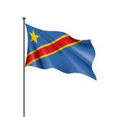 Democratic Republic of the Congo flag, vector illustration on a white background