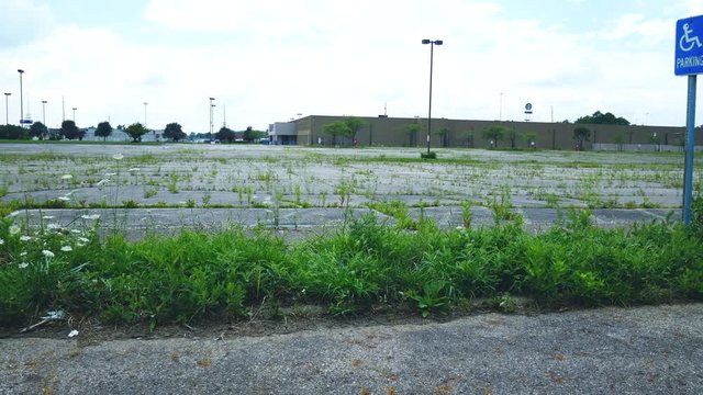 Abandoned parking lot for closed store