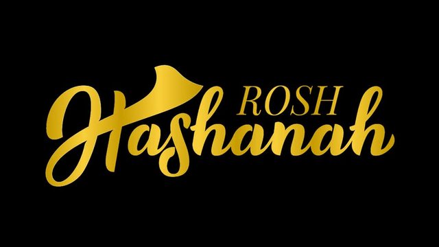 Rosh Hashanah. Jewish New Year. Hand lettering animation for promo, footage, presentation, fastival, party. Calligraphy of gold color. 2D flat animation