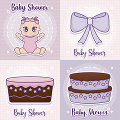 baby shower icon set design over colorful squares background, vector illustration