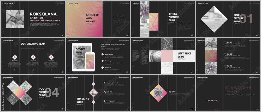Poster minimal presentations design, portfolio vector templates with elements on black background. multipur