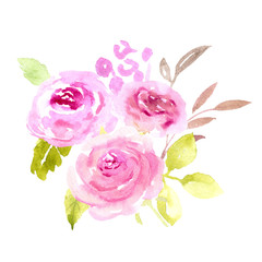 Obraz na płótnie Canvas Watercolor pink flower bouquet