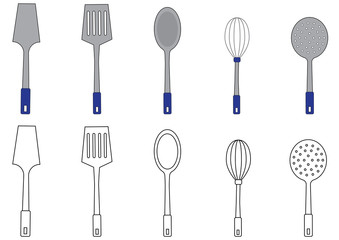 Utensils, coloring page. Vector illustration.