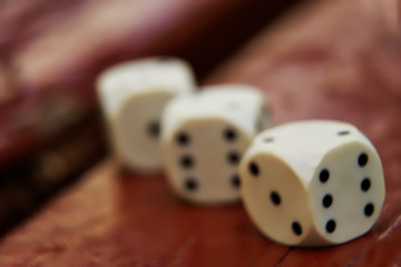 Close-up dice with defocused background, chance for winning