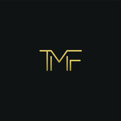 Modern unique elegant TMF black and golden color initial based letter icon logo