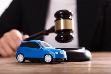 Close-up Of A Small Blue Car