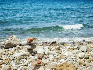 Firiplaka Beach stones at Milos Island, Greece