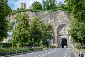Papier Peint photo Tunnel Historic Siegmundstor gate in Salzburg on Austria