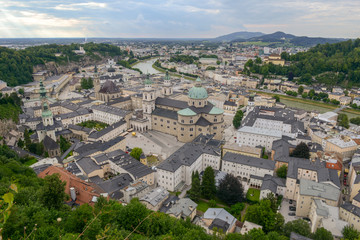 Fototapeta na wymiar View from Hohensalzburg Castle on the old center of Salzburg on Austria