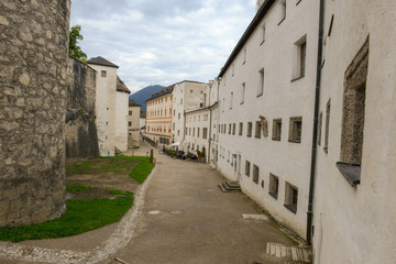 Fototapeta na wymiar Famous Hohensalzburg fortress in the historic city of Salzburg, Austria