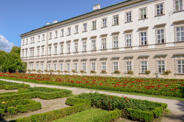 Obraz premium Flowers bloom at the Mirabell Palace Garden in Salzburg, Austria