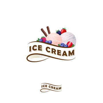 Ice cream logo design with illustration of ice cream cone Stock Vector |  Adobe Stock