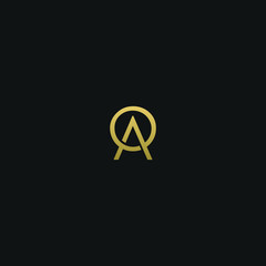 Modern creative elegant AO black and gold color initial based letter icon logo